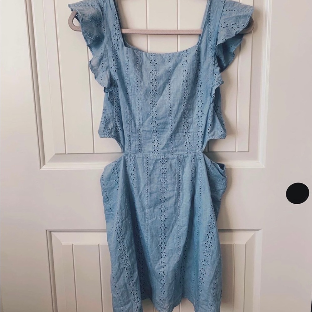 Blue Blush eyelet side cutout dress